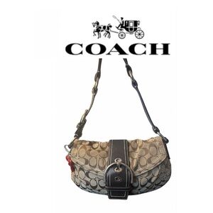 Coach Tan and Black signature soho Shoulder Bag